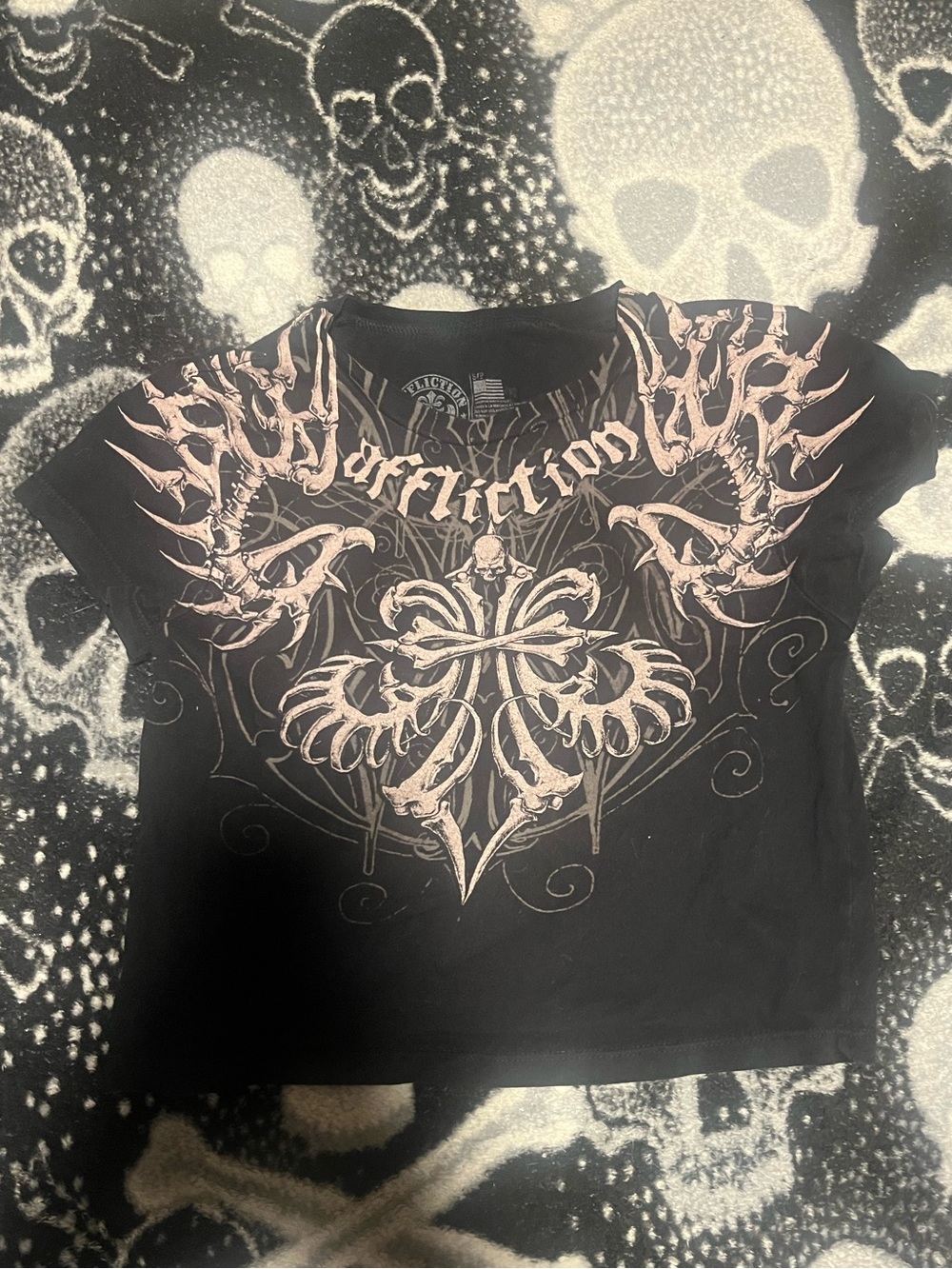 Affliction crop baby tee women’s small
